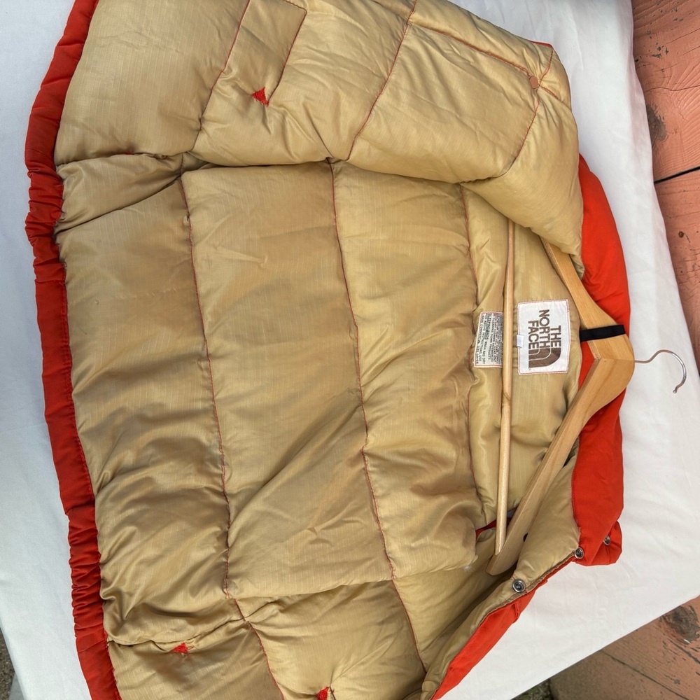 Vintage North Face Puffer Vest Large Goose Down Orange Jacket 70s Rare unisex - Picture 6 of 10